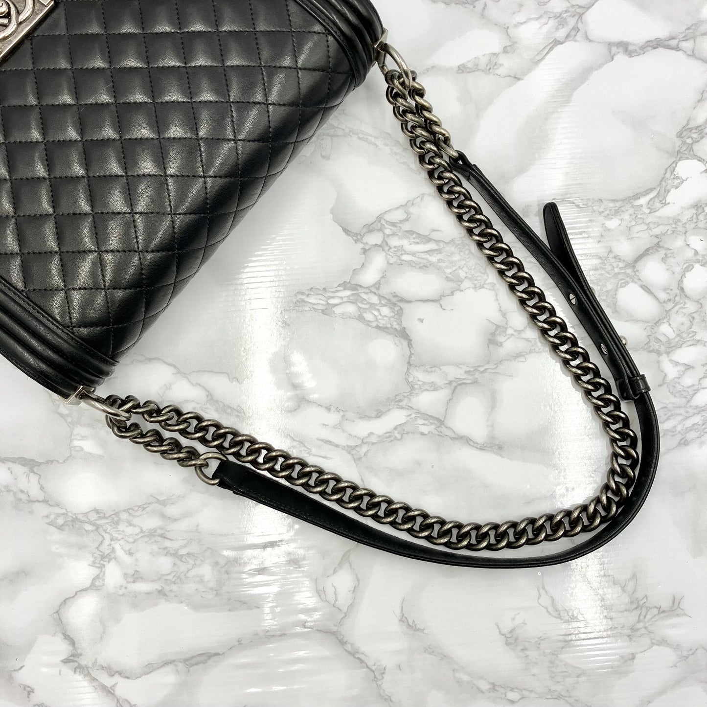 CHANEL BOYCHANEL lambskin Matrasse chain shoulder