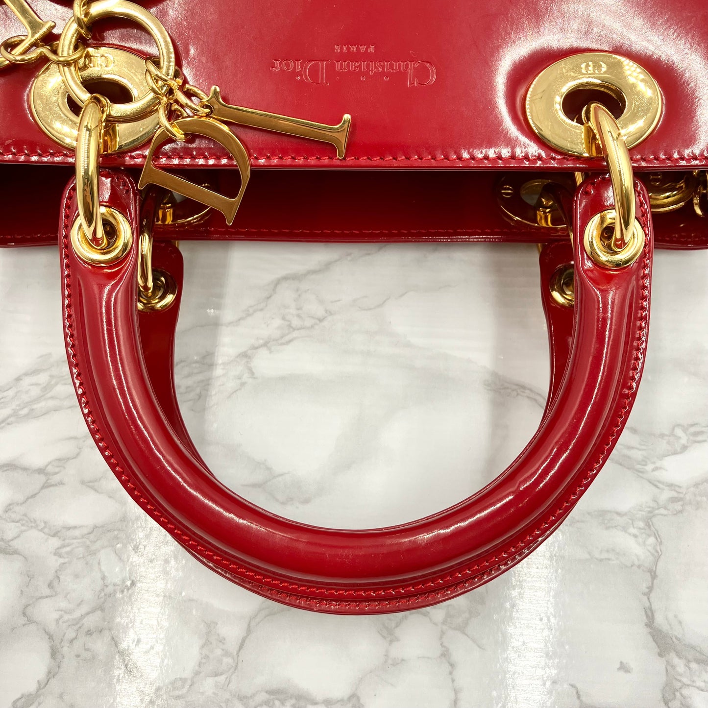 Christian Dior 2way Lady Dior patent leather