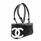 CHANEL Cambon Line Bowling Bag Shoulder Bag Black Leather Lambskin Black CC Logo