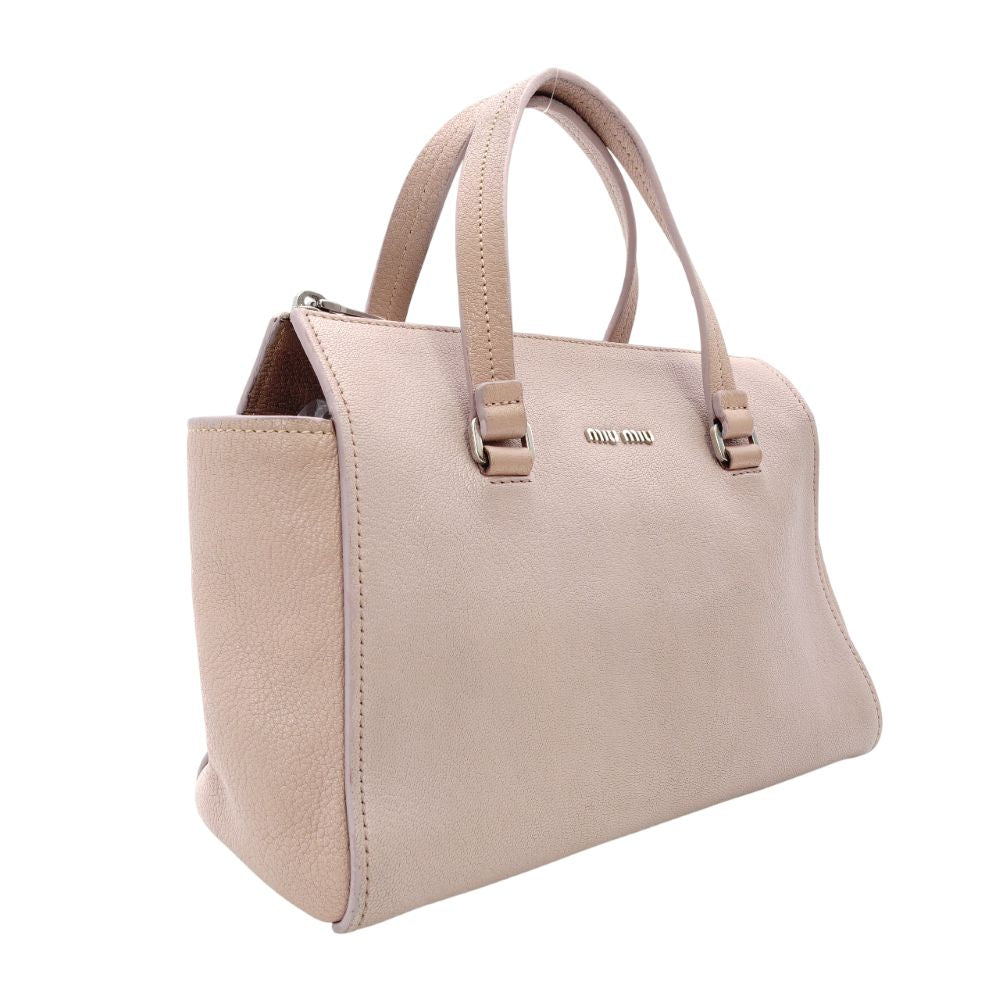 Miu Miu Madras Handbag Pink 5BB006 Leather 2-Way Crossbody Shoulder 7-9-637