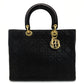 Christian Dior Lady Dior Medium Black Handbag Leather Gold Hardware Black 7-10-501