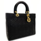 Christian Dior Lady Dior Medium Black Handbag Leather Gold Hardware Black 7-10-501