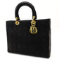 Christian Dior Lady Dior Medium Black Handbag Leather Gold Hardware Black 7-10-501