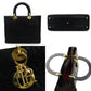 Christian Dior Lady Dior Medium Black Handbag Leather Gold Hardware Black 7-10-501