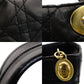 Christian Dior Lady Dior Medium Black Handbag Leather Gold Hardware Black 7-10-501