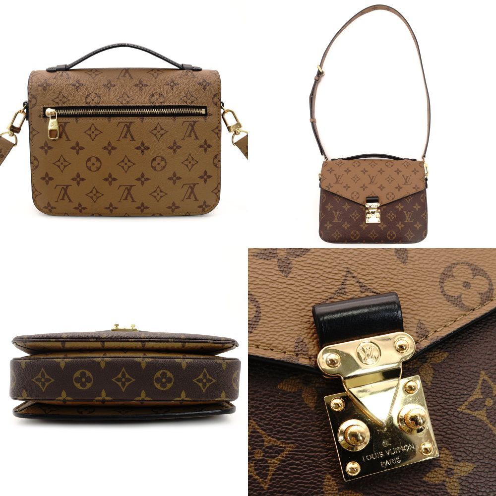 LOUIS VUITTON Pochette Métis Monogram Reverse Canvas PVC Leather Handbag 2-Way Shoulder 7-10-594