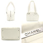 CHANEL Chocolate Bar Shoulder Bag Caviar Leather White Tote Silver Hardware Stitching 7-9-588
