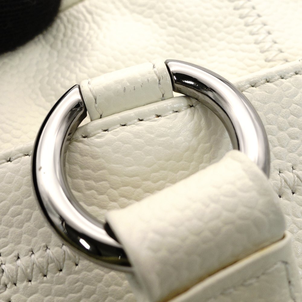 CHANEL Chocolate Bar Shoulder Bag Caviar Leather White Tote Silver Hardware Stitching 7-9-588