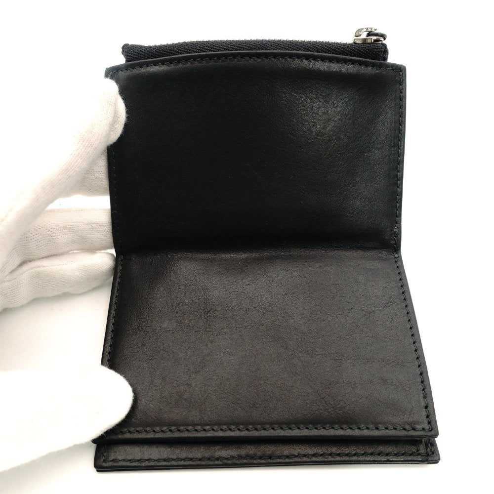 Maison Margiela 4-Stitch Leather Coin Case Black Mini Wallet Foldable Wallet 7-10-855