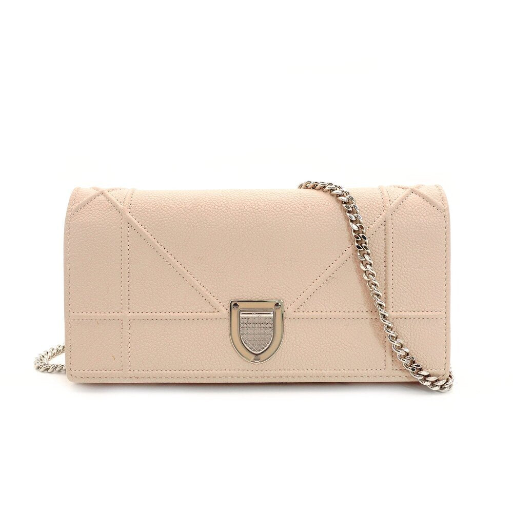 Christian Dior Diorama Chain Wallet Shoulder Bag Light Pink Leather Silver Hardware 7-9-196