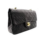 CHANEL Matelassé 23 Small Double Flap Classic Chain Shoulder Bag Black Lambskin Black Gold Hardware 7-9-115