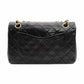 CHANEL Matelassé 23 Small Double Flap Classic Chain Shoulder Bag Black Lambskin Black Gold Hardware 7-9-115