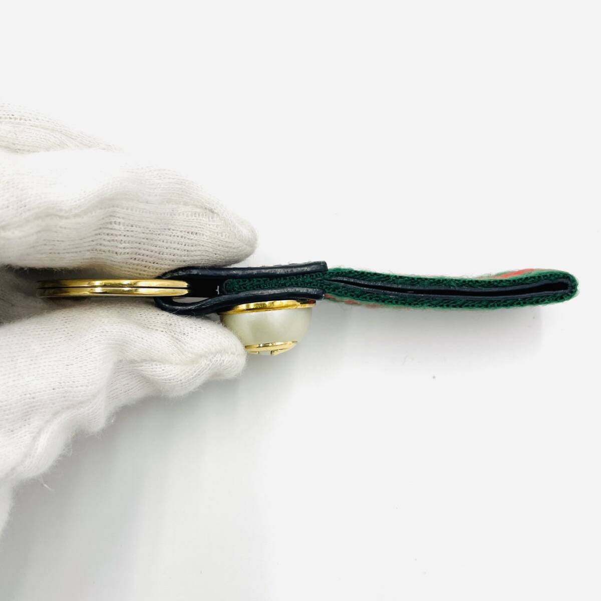 GUCCI Key Charm Sherry Line Key Holder Black Logo Leather Keyring Excellent Condition 7-2-128