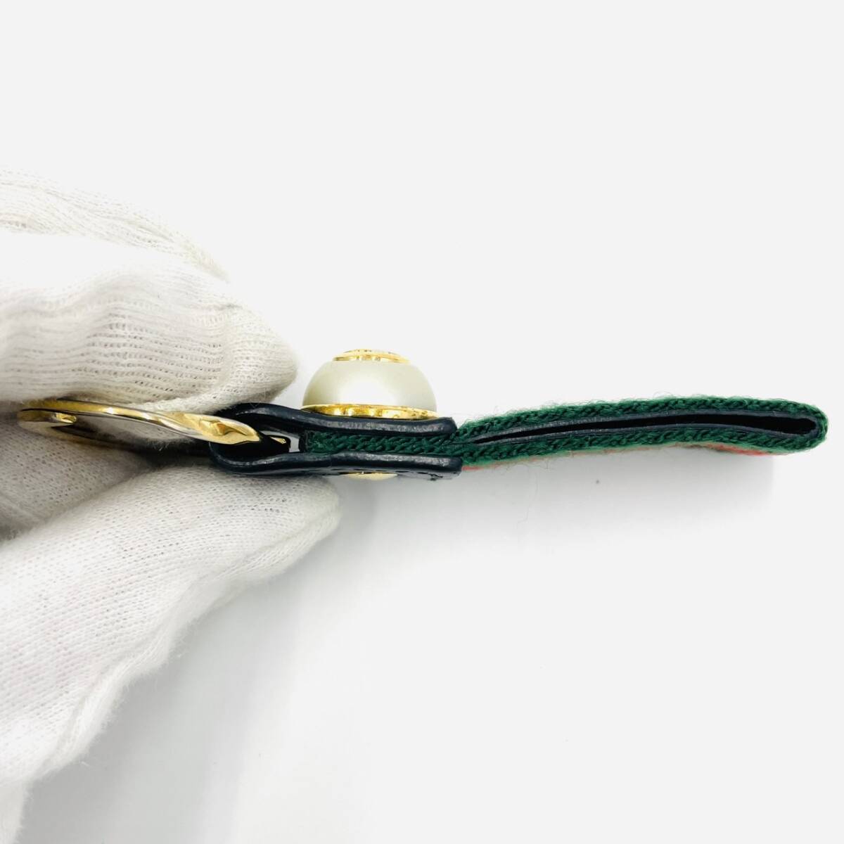 GUCCI Key Charm Sherry Line Key Holder Black Logo Leather Keyring Excellent Condition 7-2-128