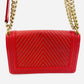 CHANEL Boy Chanel Leather 2-Way Red Shoulder Bag Red Women's Simple 7-3-431