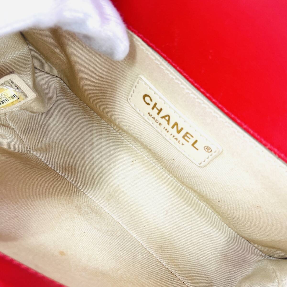 CHANEL Boy Chanel Leather 2-Way Red Shoulder Bag Red Women's Simple 7-3-431