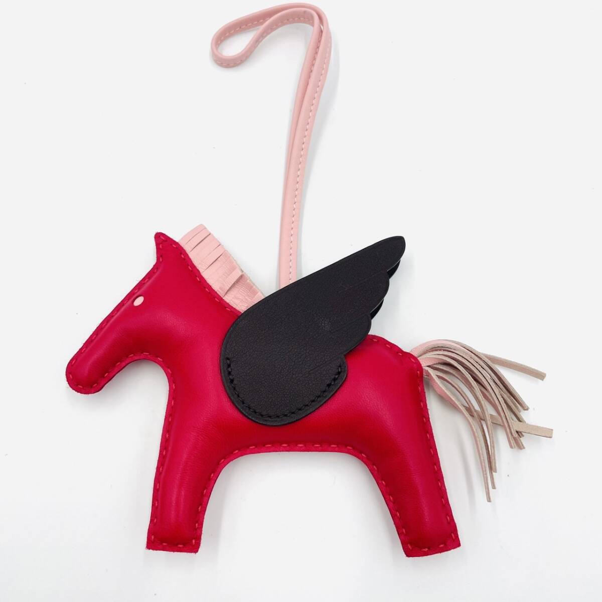HERMES Rodeo Pegasus MM Bag Charm Charm Leather Anjou Miro Women's Pink Tone 7-3-038
