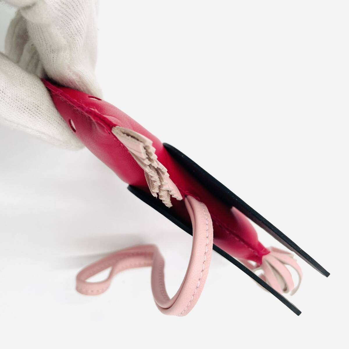 HERMES Rodeo Pegasus MM Bag Charm Charm Leather Anjou Miro Women's Pink Tone 7-3-038