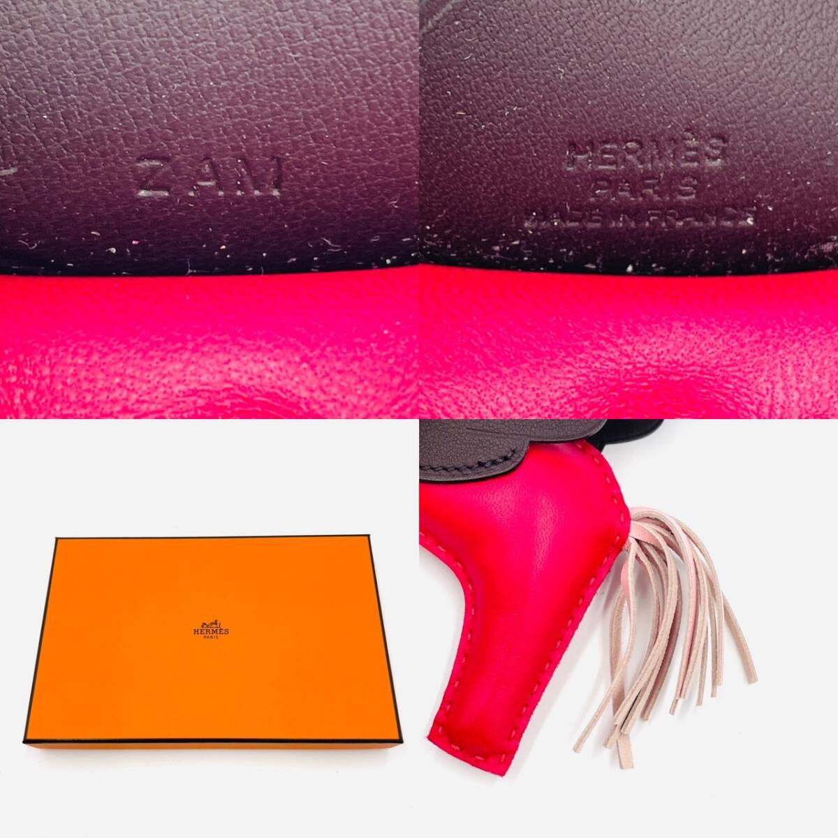 HERMES Rodeo Pegasus MM Bag Charm Charm Leather Anjou Miro Women's Pink Tone 7-3-038