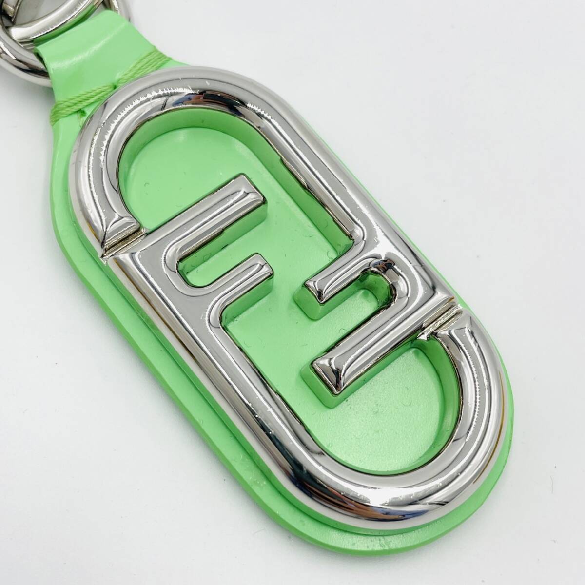FENDI Key Holder Aurore Green with Box Key Charm Key Case Leather Women's