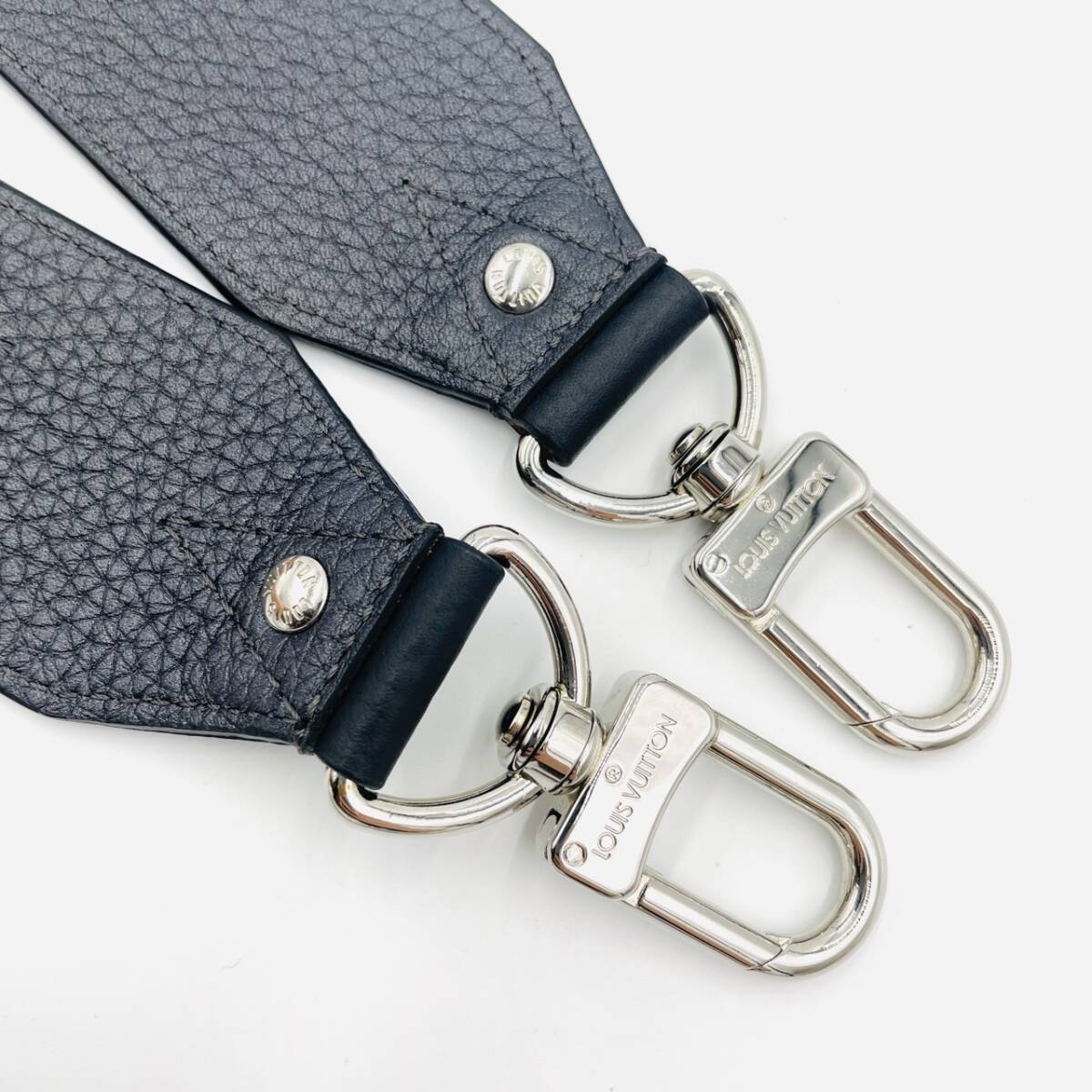 Louis Vuitton Shoulder Strap Black Reversible Black Leather 7-3-405