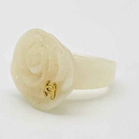 CHANEL Camelia Coco Mark Ivory Ring
