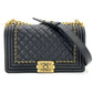 CHANEL Boy Chanel Lambskin Black × Gold Gold Hardware Leather Chain Shoulder Bag 7-5-658