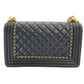 CHANEL Boy Chanel Lambskin Black × Gold Gold Hardware Leather Chain Shoulder Bag 7-5-658