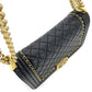 CHANEL Boy Chanel Lambskin Black × Gold Gold Hardware Leather Chain Shoulder Bag 7-5-658