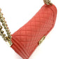 CHANEL Boy Chanel Lambskin Coral Orange Gold Hardware Leather Chain Shoulder Bag