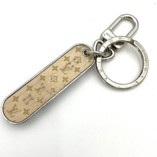 LOUIS VUITTON Mono Porte Cle Skateboard Charm Beige Silver Hardware