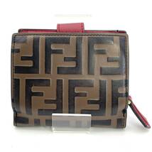 FENDI Zucca Leather Compact Wallet