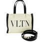 VALENTINO Canvas Leather White Black 2 Way Bag