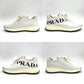 PRADA Women's Sneakers White Size 36.5 (9.3") Logo Nylon With Box 7-5-988