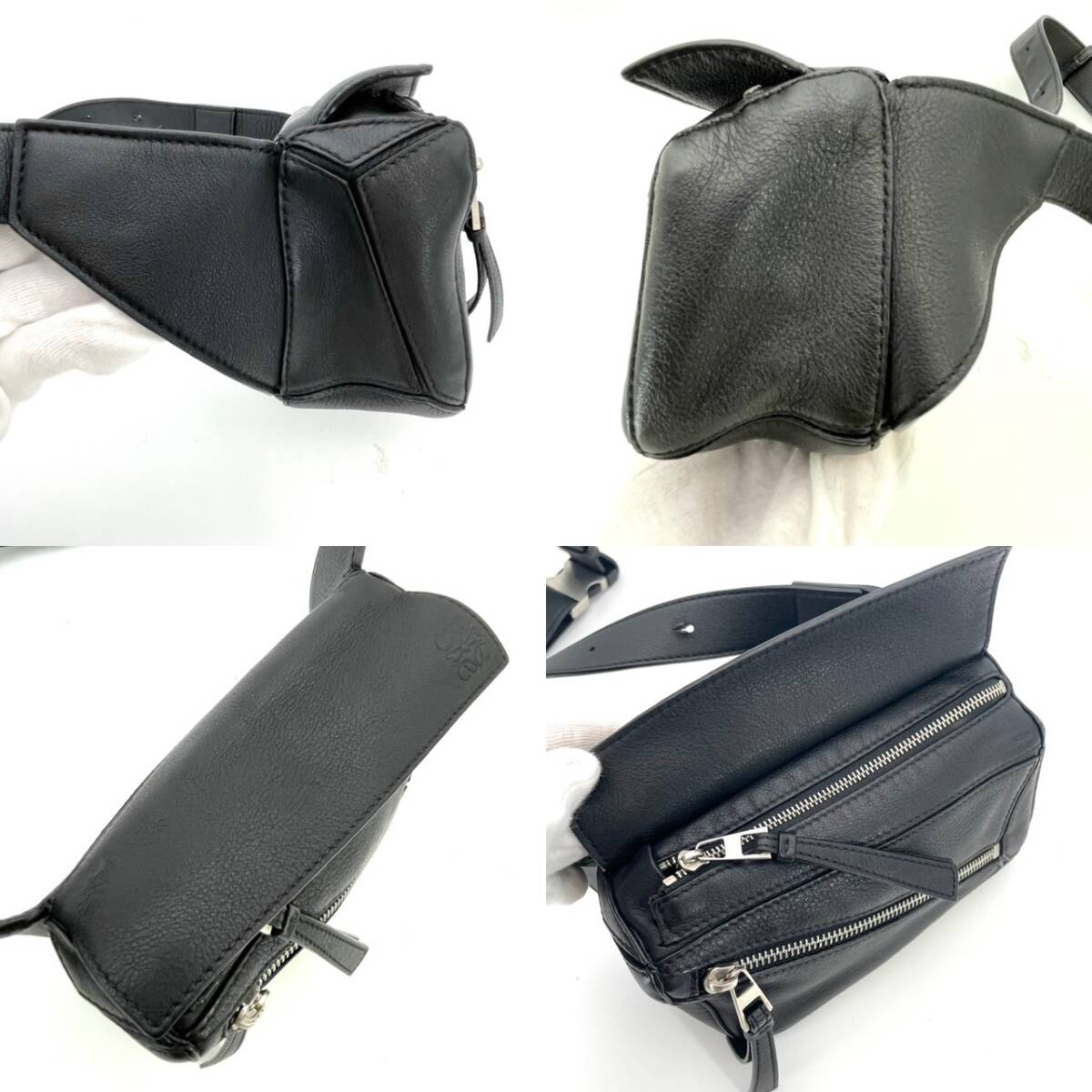LOEWE Puzzle Bum Bag Black Leather