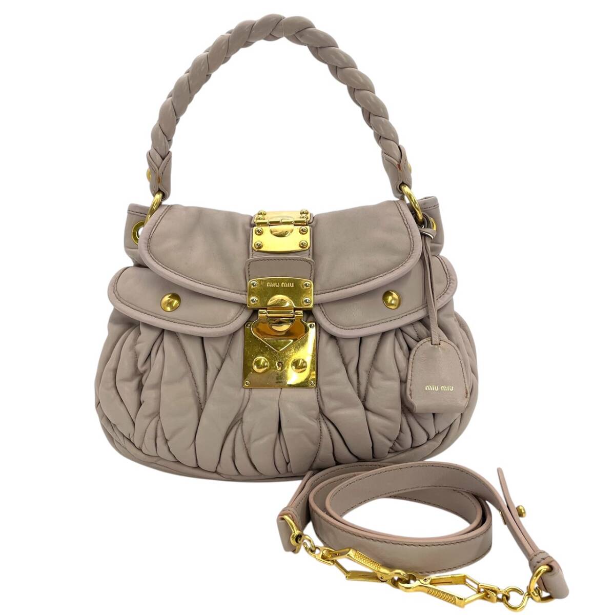 MIU MIU Matelasse Leather 2 Way Pink