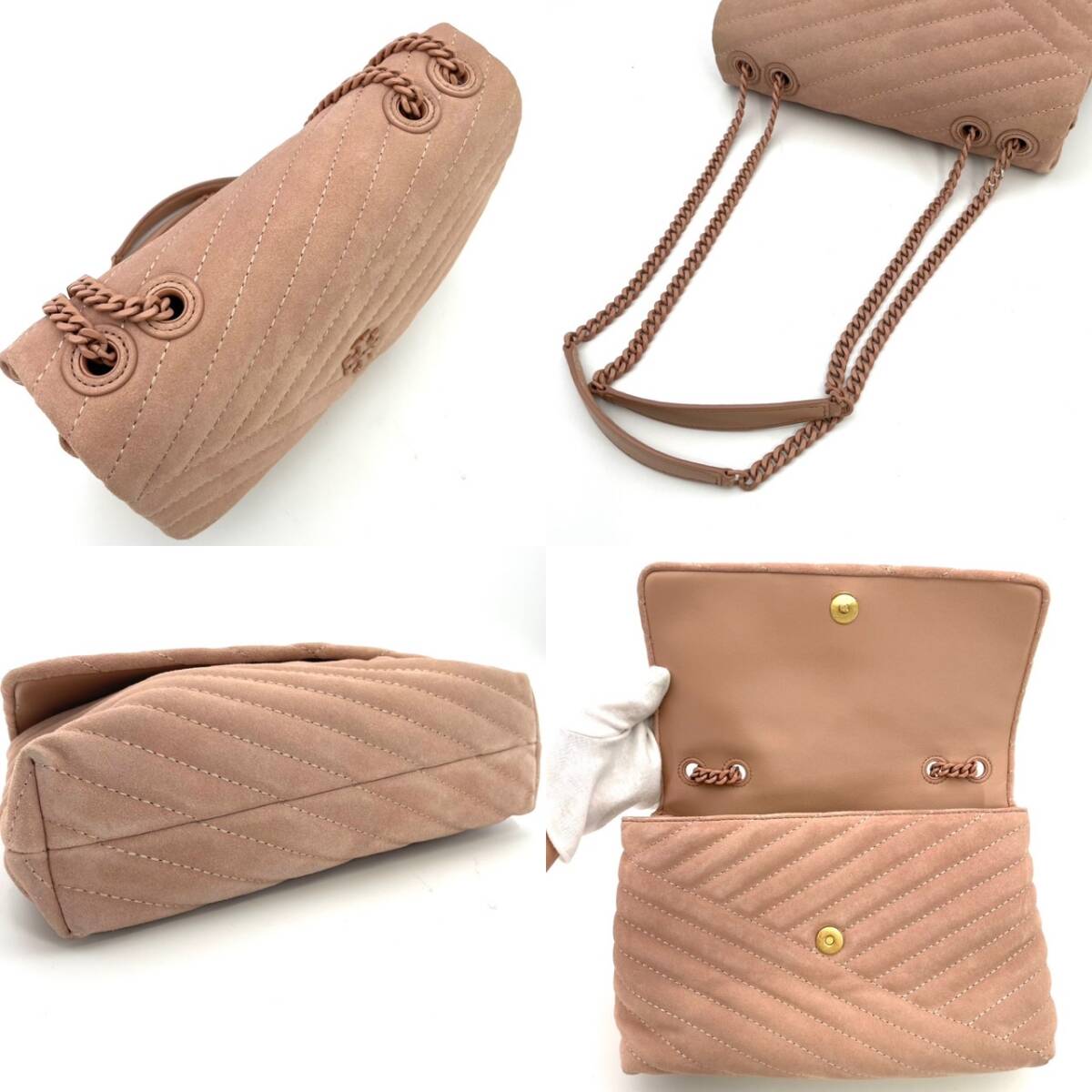 TORYBURCH Kira Chain Shoudler Pink Suede