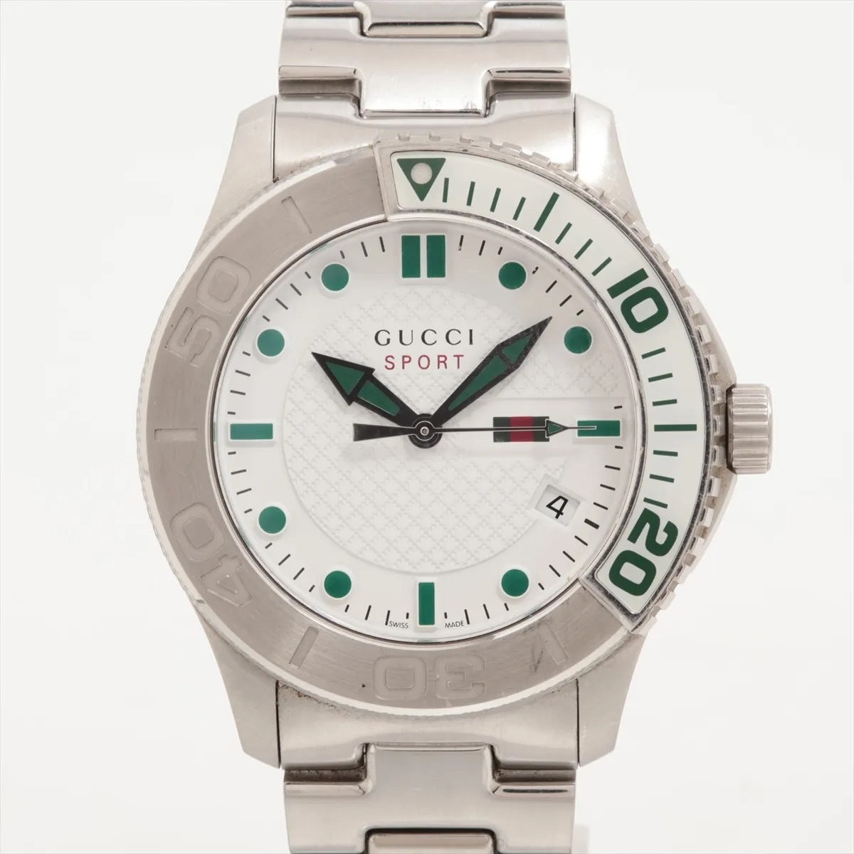 GUCCI Men's Watch QZ 126.2 13298462 White Dial Quartz Silver 7-2-611