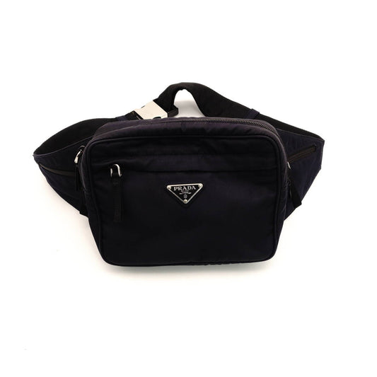 PRADA Waist Bag Navy Triangle Logo Nylon Body Bag Men's