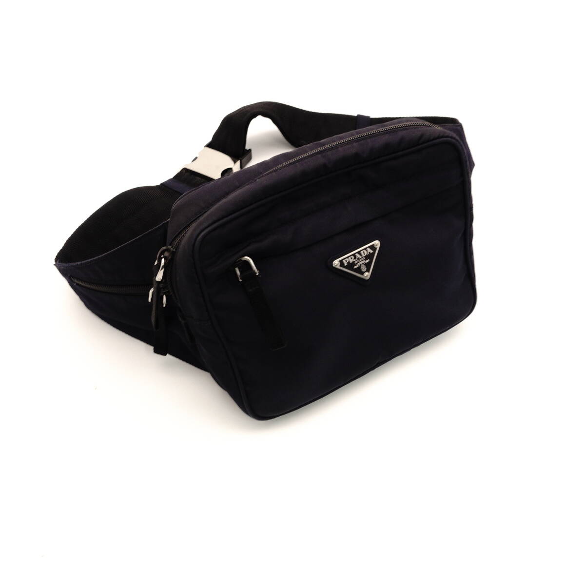 PRADA Waist Bag Navy Triangle Logo Nylon Body Bag Men's