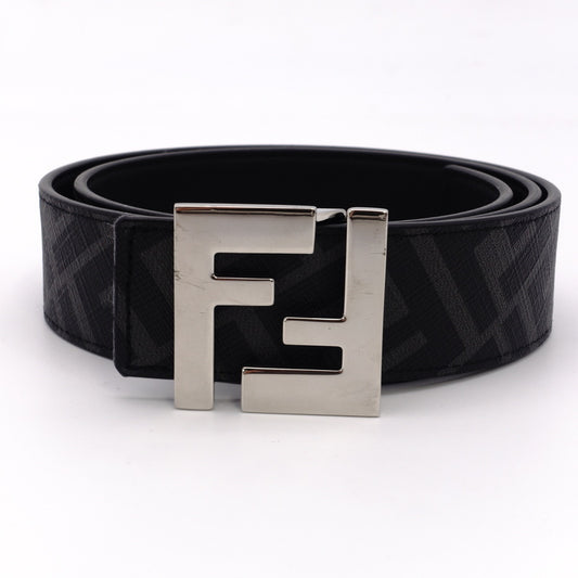 FENDI Zucca Belt Gray Black PVC