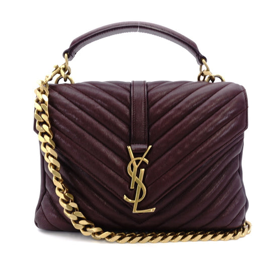 YVES SAINT LAURENT College Mini 2 Way Shoulder Bag Dark Purple