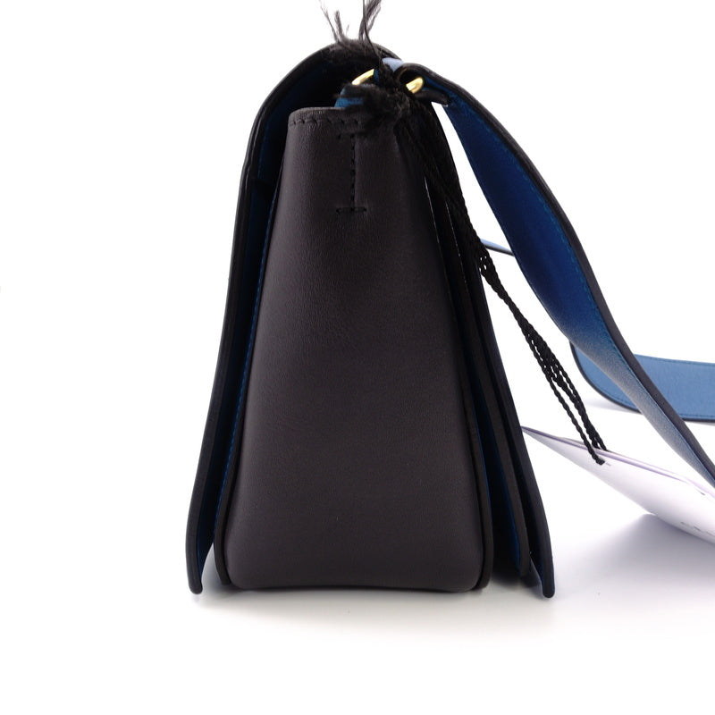 CELINE Frame Shoulder Blue Gray Leather