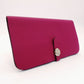 HERMES Dogon long purple long wallet leather