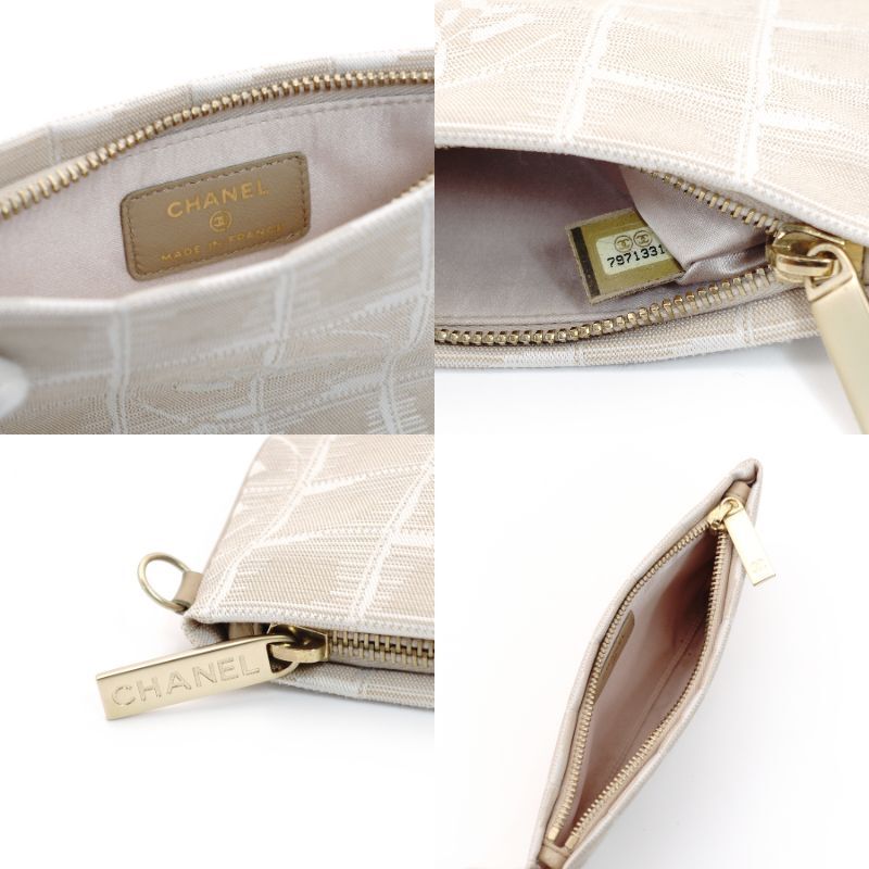 CHANEL New Travel Line Pouch Beige Nylon