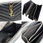 YVES SAINT LAURENT Long Wallet Black Leather V-stitching