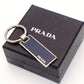 PRADA Key Ring Metal Plated Navy Silver Hardware Key Ring With Box
