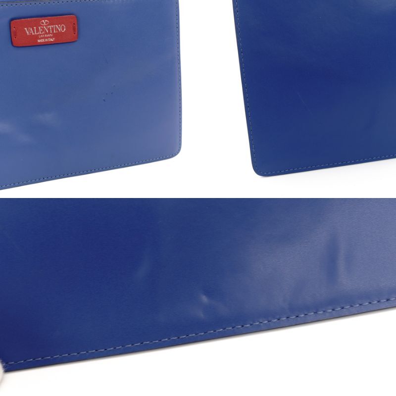 VALENTINO Garavani Leather Pouch Blue