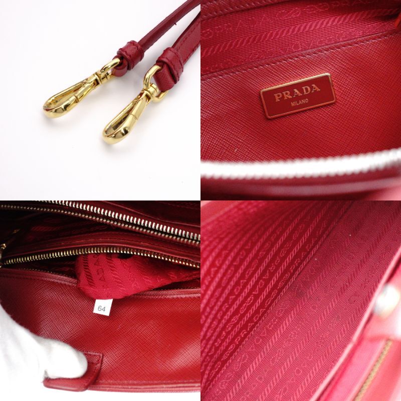 PRADA Handbag Pink Leather Triangular Logo 2-way Shoulder Bag