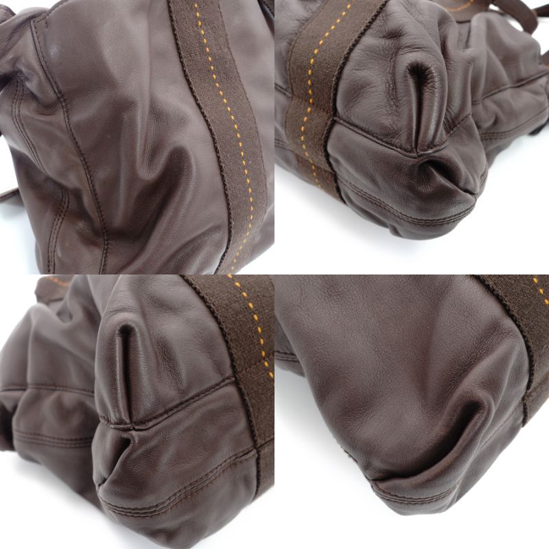 HERMES Caravan Horizontal MM Leather Handbag Brown 2-Way Vaudelma 7-6-172